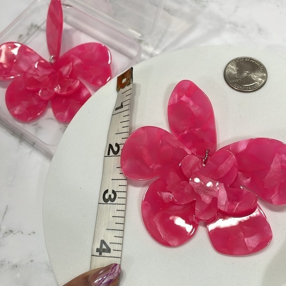 Pink Kiki Flower Oversized Earrings - Picture 10 of 13